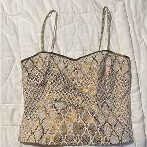 Free People Tan Camisole with Bustier Style and Shimmery Pattern